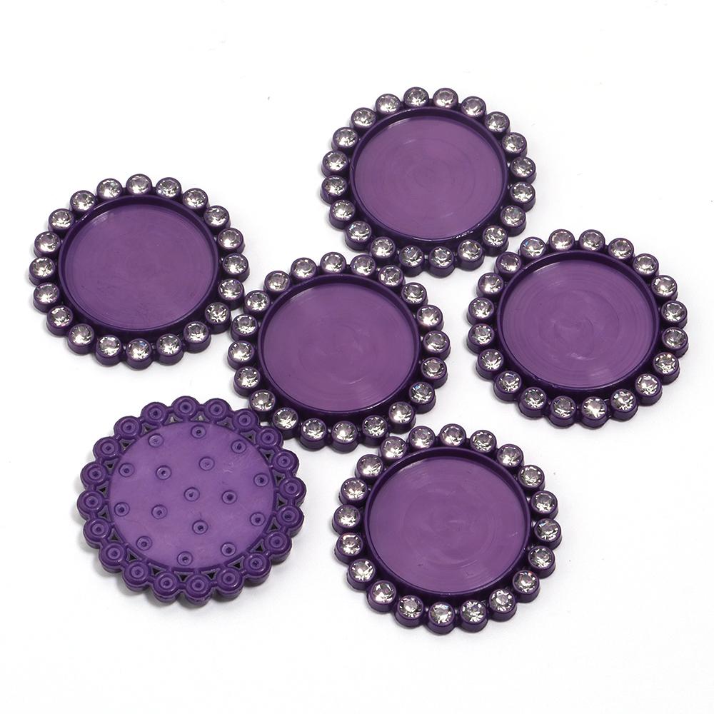 5pcs Inner Size 20mm Resin Setting White Rhinestone Round Cabochon Base Colorful Blank Base Tray For DIY Jewelry Making Supplies Inner Size 20mm фиолетовый