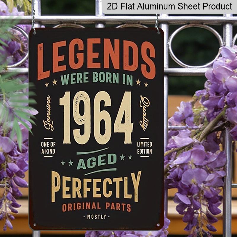 2D Flat 1pc 1964 Birth Year Limited Edition Replica - Retro Metal Wall Plaque, Vintage 8x12 Inch Aluminium Sign Suitable for Living Room &, Nostalgic