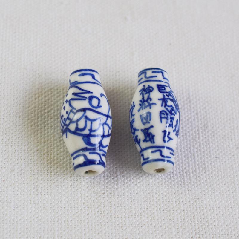 Ручная работа Синие бамбуковые бусины Фарфоровые серьги - Аксессуар для DIY