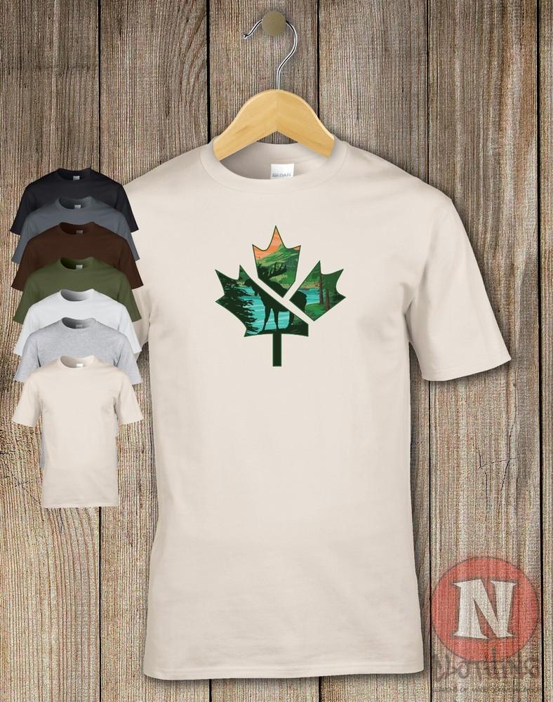 Hoja de Maple Camiseta Alce Natural Gran Aire Libre Estampado Gráfico Camiseta