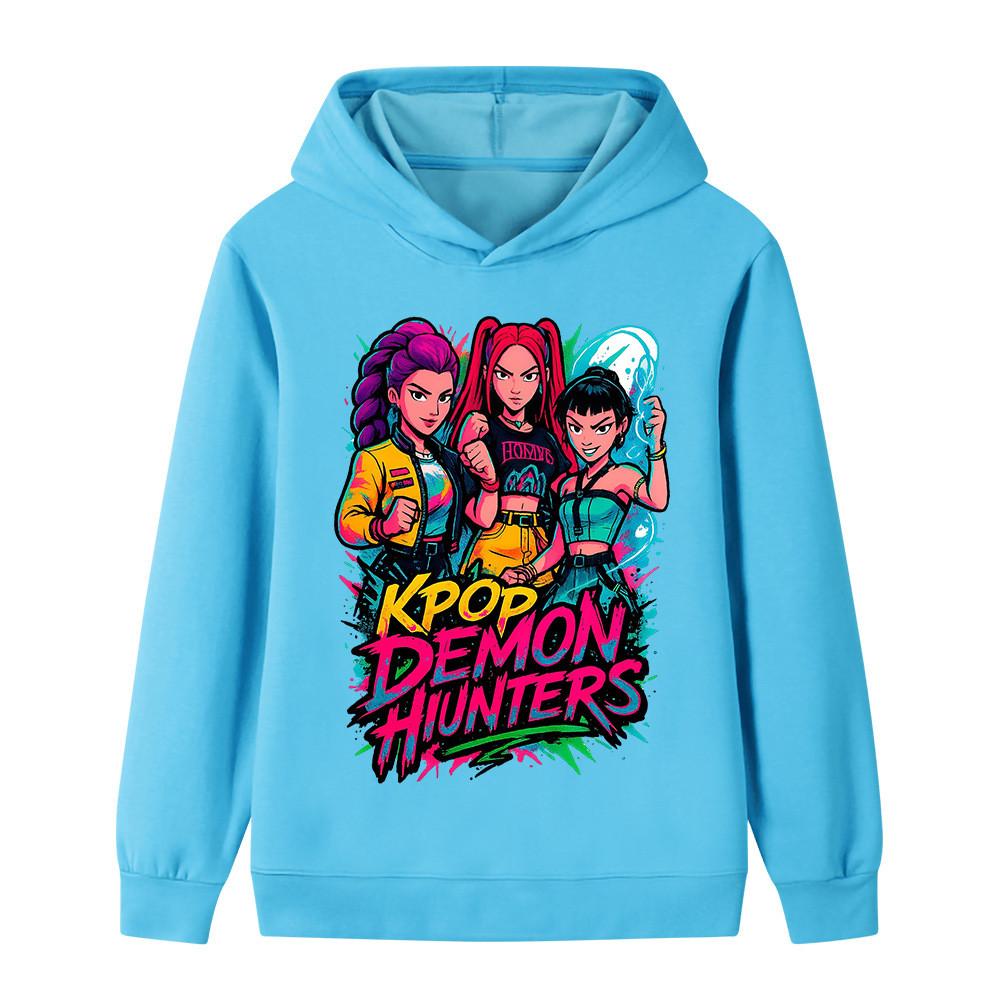 B1213 Kids Boys Girls Kpop Rumi Zoey Mira Print Long Sleeves Hoodie