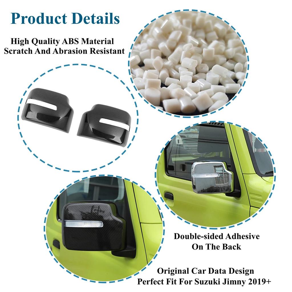 Dekorace skořepiny zrcátka pro Suzuki Jimny JB64 JB74 -2023 Náhradní krytky zpětných zrcátek Příslušenství ABS