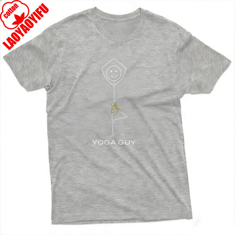 Yoga Guy Stick Figure Design Summer Men TShirt Casual Funny Graphic Tee for Yoga Enthusiasts Gift Graphic Clothes