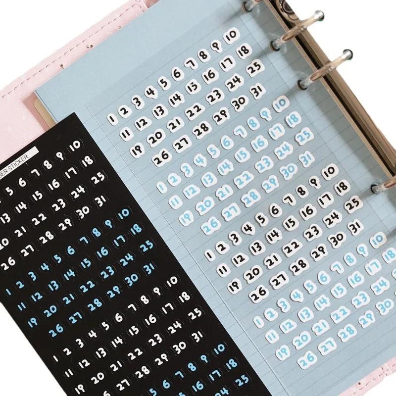 1 buc. Font drăguț pentru copii de desene animate Nr. 1 ~ 31 Autocolante de numere Calendar Planner Scrapbooking Jurnal Zi lunară Zilnic Oră Etichetă Decorare