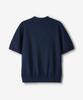 ECORR Front Cable Cropped Short Sleeve Knit Cardigan_Navy