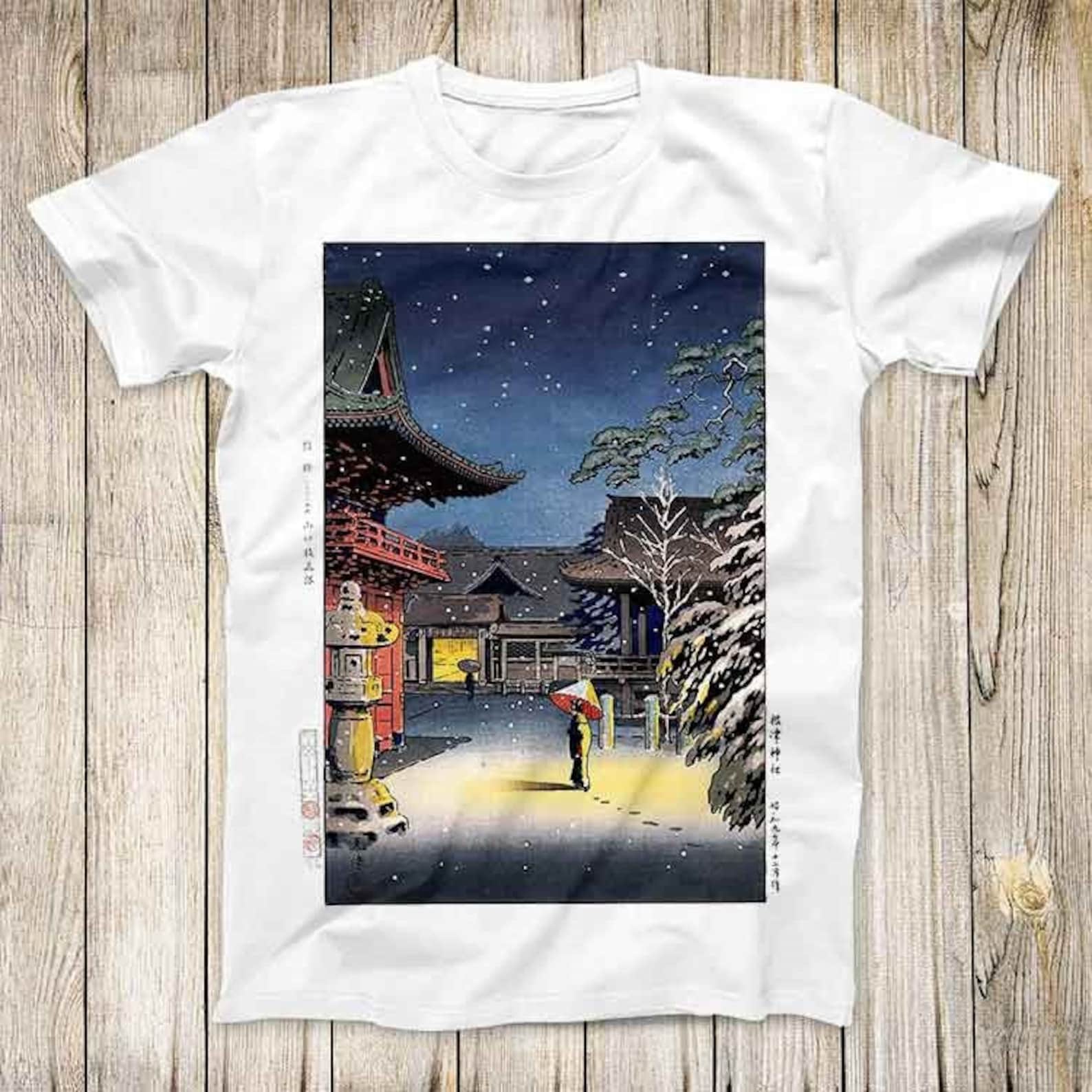 Tsuchiya Koitsu Snow at Nezu Shrine Top Tee Best Cute Gift Men Women Unisex T-Shirt 3119 S