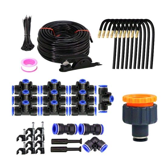 10M/15M Garden Irrigation System Irrigation Hose with 360-Degree Bendable Nozzles Quick Connect Drip Irrigation System for Greenhouse Lawn Watering
