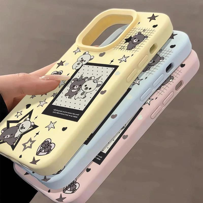 Star Easy Bear Applicable To iPhone17 Mobile Phone Case Apple 15/16Pro Liquid 13 Glutinous Rice 12 Large Holes 14 Women