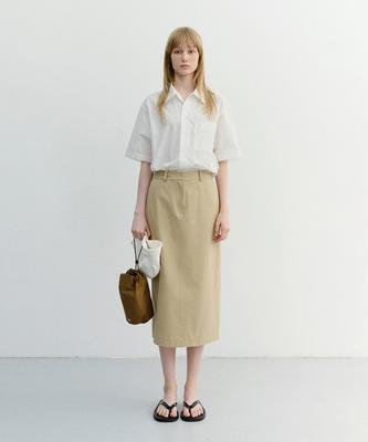 Deonseuteu H-Line Cotton Long Skirt_Udsk6B223_Beige