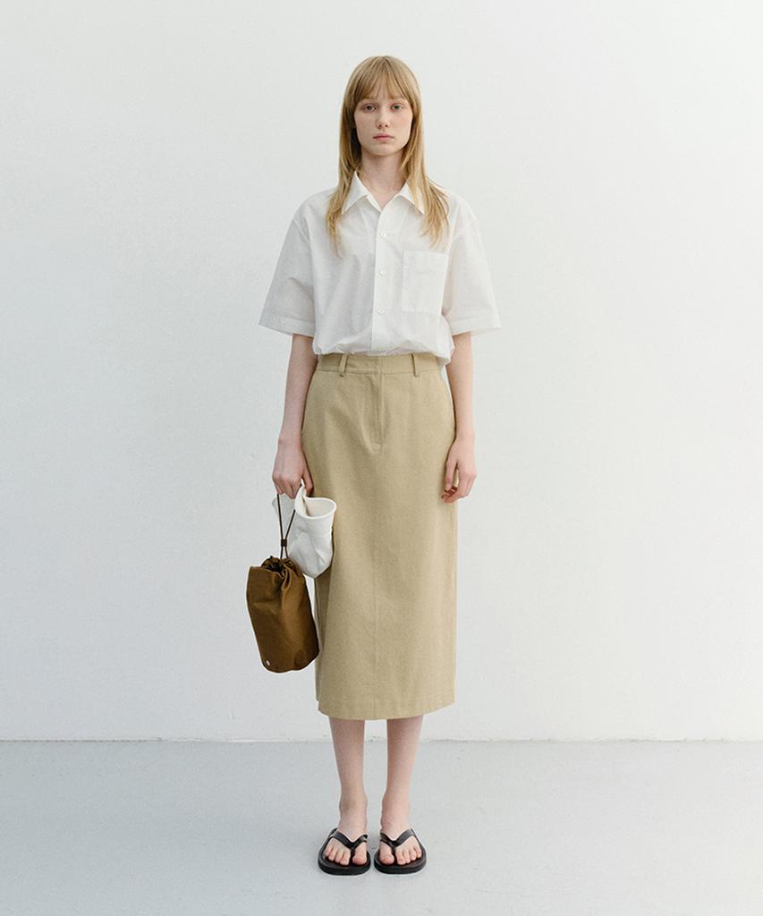Deonseuteu H-Line Cotton Long Skirt_Udsk6B223_Beige