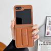 PU Leather Cover with Invisible Bracket For Samsung Galaxy Z Flip 6 5 4 3 Flip6 Flip5 Flip4 Flip3 5G Hard Plastic Phone Case