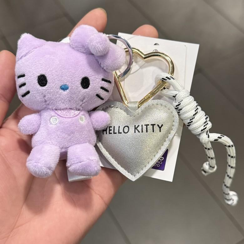 Hello Kitty Plush Keychain With Pearl Chain And Heart Charm For Bag Decor Gifts StyleF