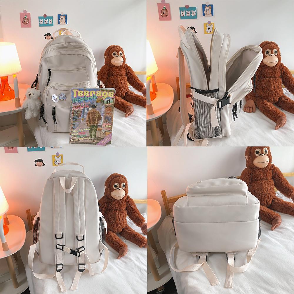 Fashion Big Student Backpack Badge Rucksack Girls School Bag High Capacity Women Backpack Female Cute Leisure Travel Mochila