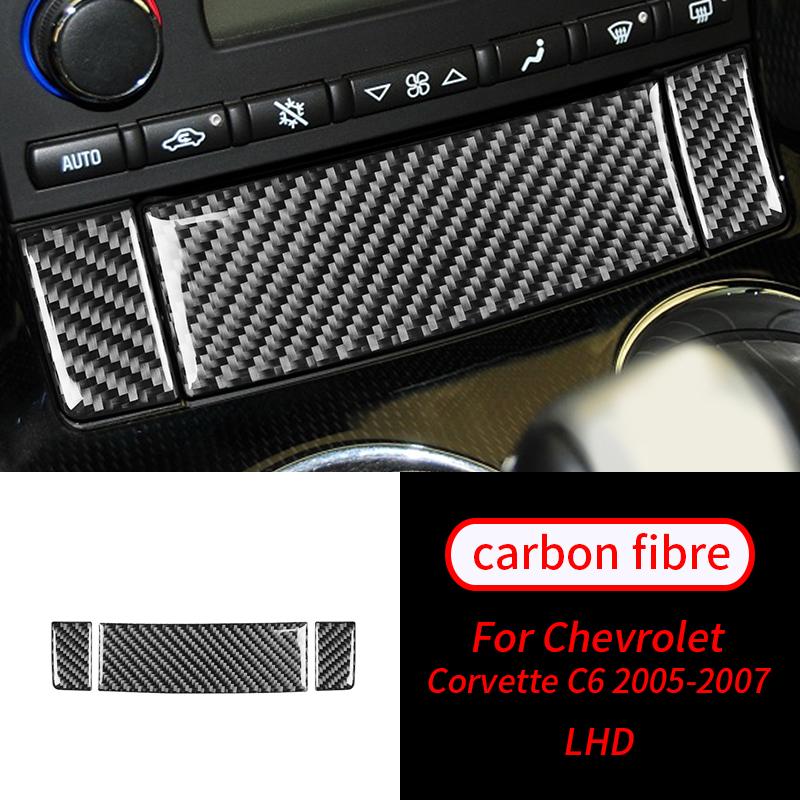 For Chevrolet Corvette C6 2005-2007 3PCS Real Carbon Fiber Storage Box Seat Heat Button Panel Trim Car Interior