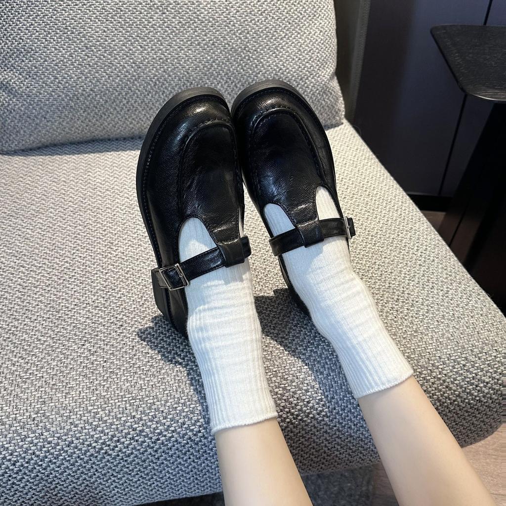 New popular women's shoes platform Mary Jane Love single shoes 2025 new spring and autumn retro round head British style small leather shoes
