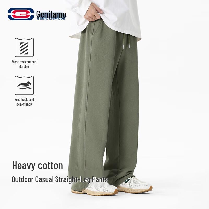 GENIOLAMODE Men s Loose Straight-Leg Cotton Pants L
