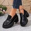 Fashion Spring Chunky Single Shoes Women Round Head Deep Mouth Waterproof Platform Anti-slip Wear-resistant High Heels