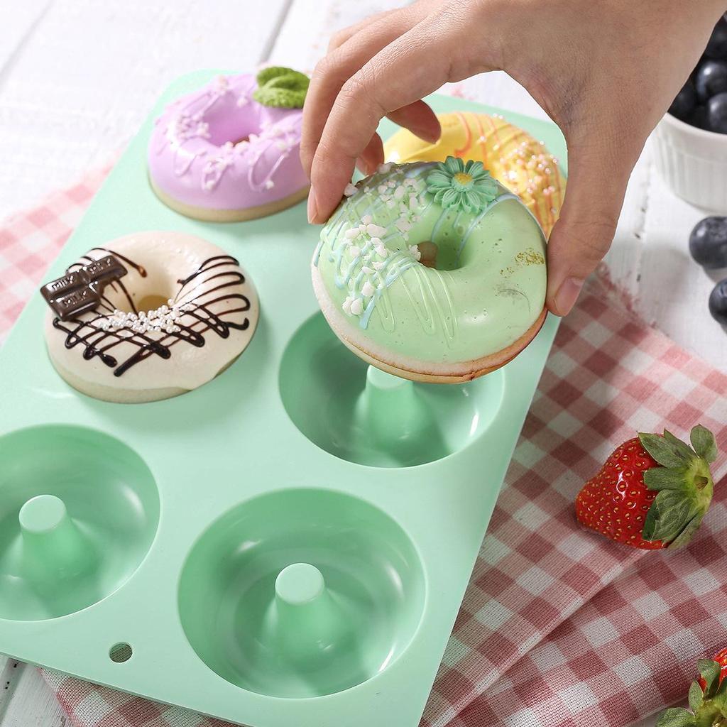 Food-Grade 6-Cavity High-Temperature Resistant Silicone Donut Mold - Easy Release Baking Tool