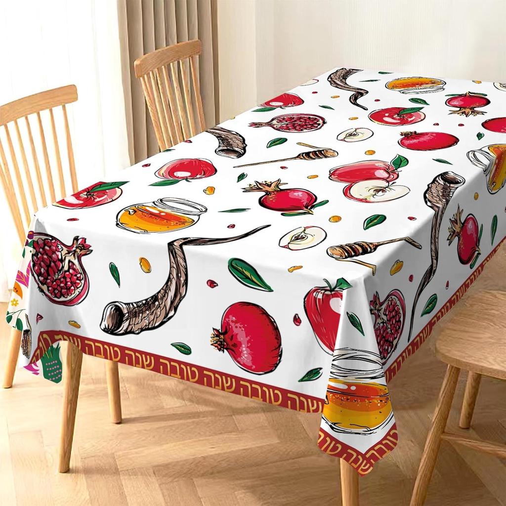 Rosh Hashanah Waterproof Tablecloth Holiday Party Decorations Jewish New Year Shana Tova Table Cloths Kitchen Dining Table