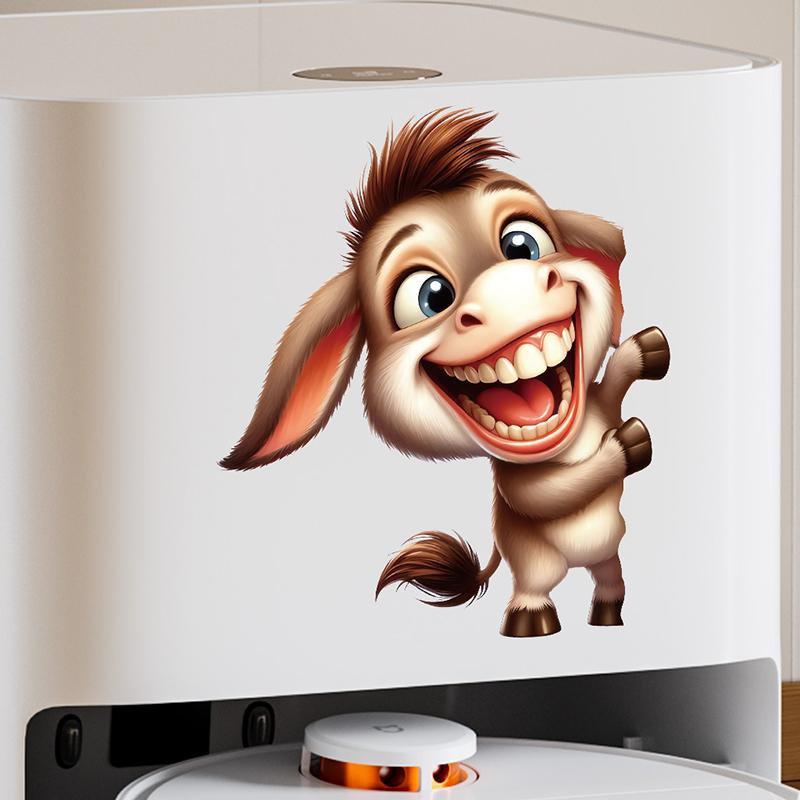 

Забавное животное Осел выглядывает из-за угла Наклейки на стену Спальня Детская комната Окно Наклейки для украшения дома коричневый