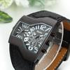 Men's Sports Watch with Leather Strap, Japanese Quartz Movement, Dual Time Function, Waterproof, and Fashionable Accessories.