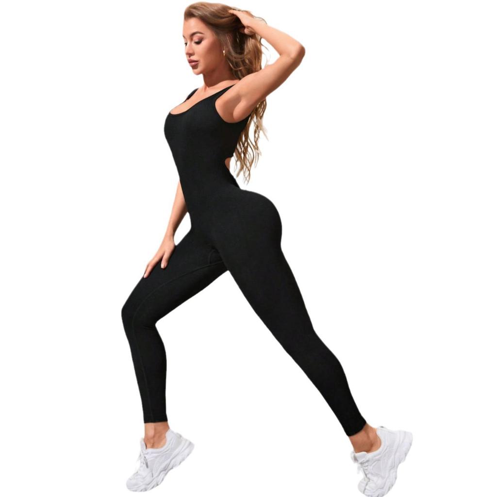 Women's European & American High-Elastic Yoga Bodysuit with Sexy Back Design and Tight-Fitting Long Pants