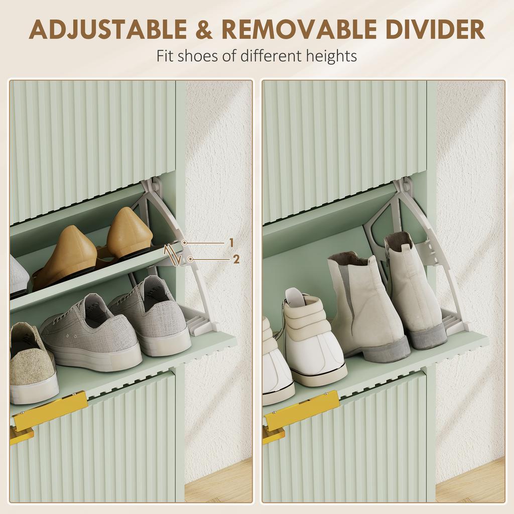 Elegant Three-Drawer Shoe Cabinet - Light Green