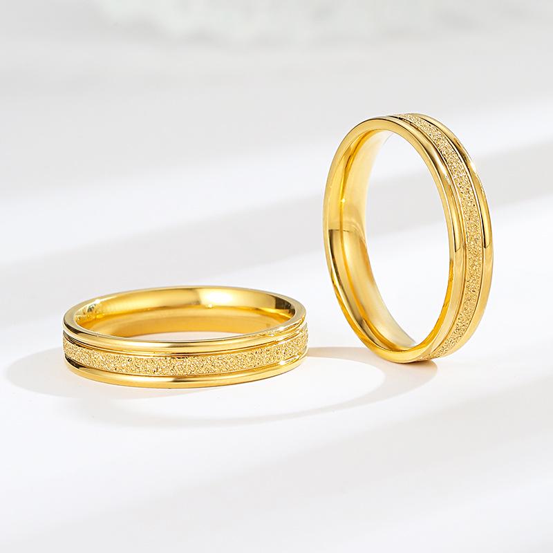 Japanese and Korean Fashionable Titanium Steel Anti-fading Ring for Women with Simple Inner Frosted Couple Temperament