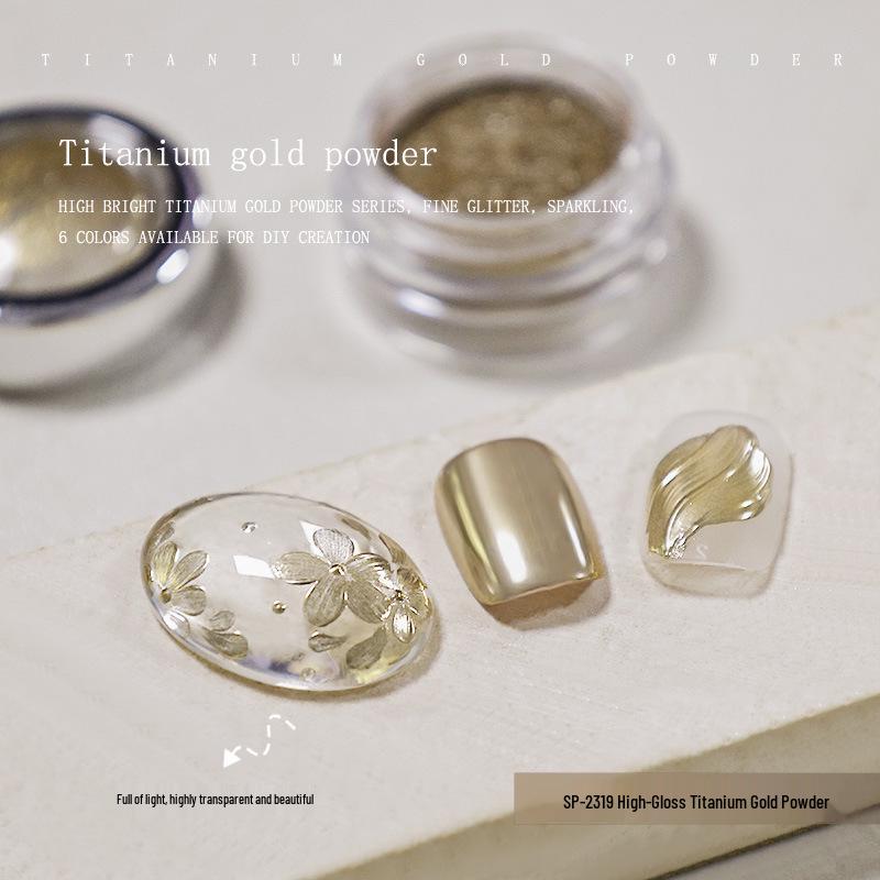High-Gloss Titanium Gold Iridescent Nail Art Mirror Powder