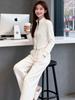 Women’s Early Spring White Hoodie & Wide-Leg Pants Two-Piece Set - Casual High-End OOTD
