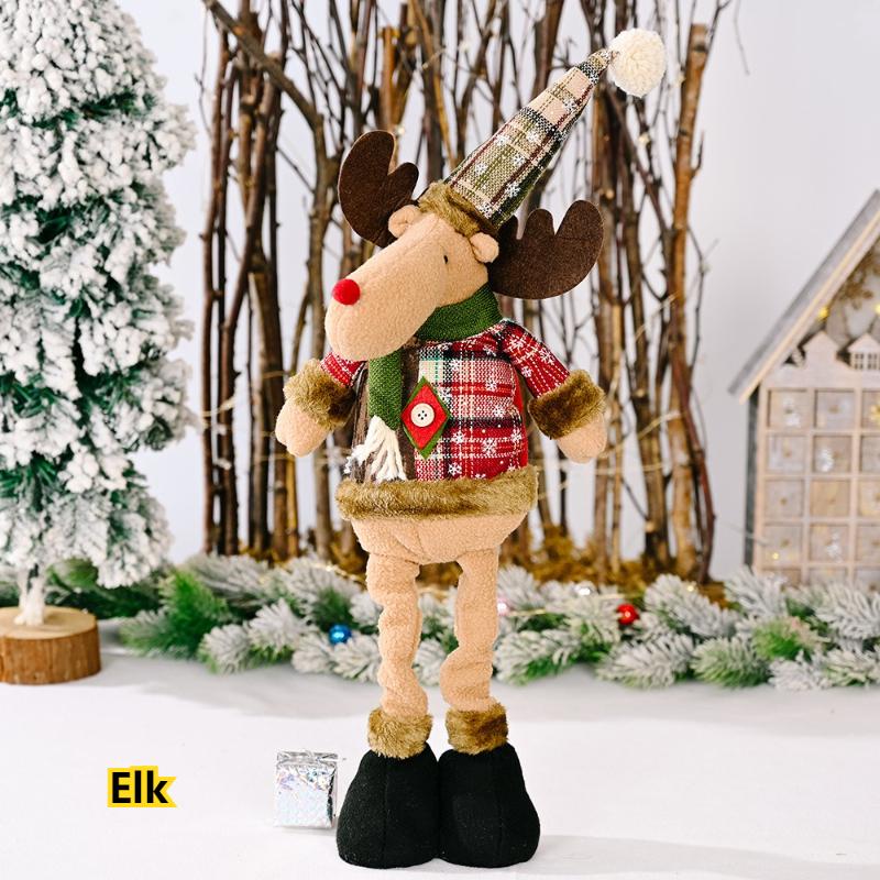 2026 Christmas Ornaments Snowflake Santa Claus Elk Plaid Cloth Doll Hotel Shopping Mall Xmas Decoration Ornaments Navidad Noel