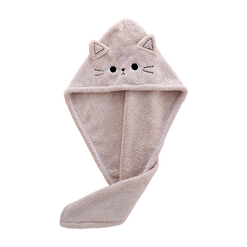 Cartoon Cute Cat Ear Dry Hair Cap, Face Wash Headband, Makeup Remover, Coral Velvet Absorbent Dry Hair Towel