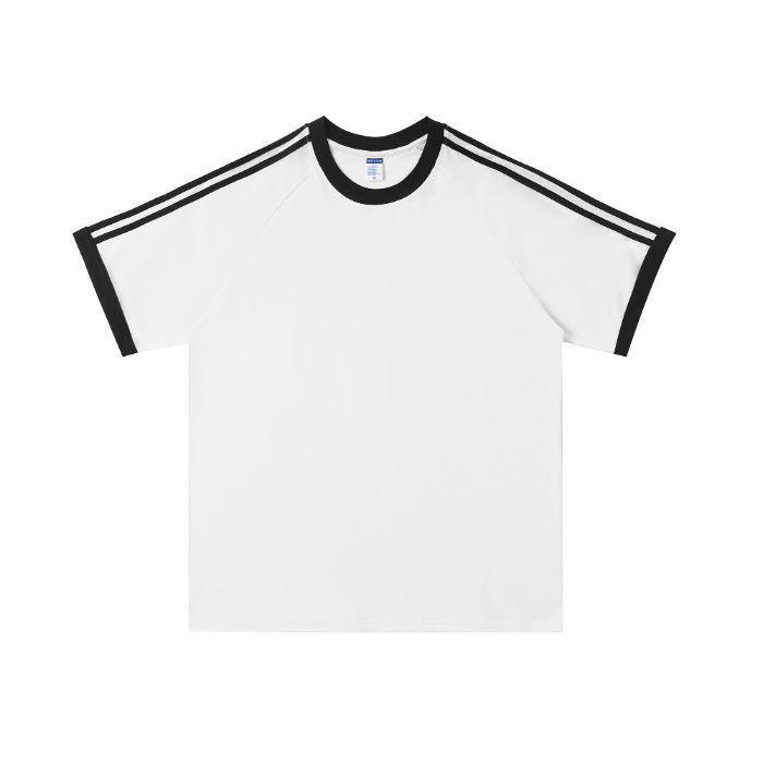 Children's Short-Sleeve Pure Cotton Uniform T-Shirt with Custom Logo & Stripes