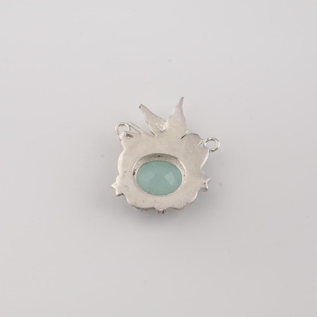 Aqua Chalcedony Gemstone 925 Sterling Silver Women Pendant 0.5" Birthday Gift For Wife CP-43-20