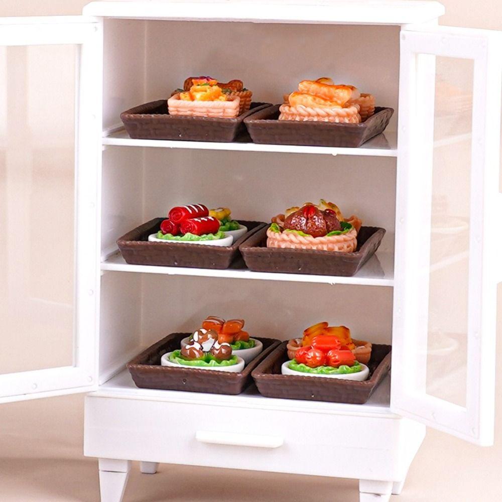 Mini Furniture Dollhouse Cupboard Pretend Play Doll Display Cabinet  Doll House Accessories