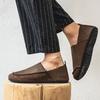 Men’s Retro Moccasins Shoes Fashion Casual Slip On Flats Driving Shoes Black Khaki Wide Head Shoes Plus Size