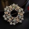 European and American Style Multi-Colored Floral Wreath Brooches, Fashionable Rhinestone Pins, Versatile and Elegant Suit Accessories