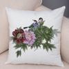 Super Soft Soft Plush Watercolor Lovely Birds Flower Robin Tit Finch Goldfinch Sparrow Berries Tufted Cushion Cover Pillow Case