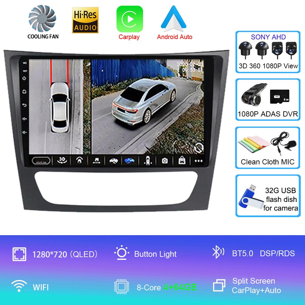 Pentru Mercedes-Benz E-class W211/CLS-class 2005-2008 2din Radio Auto Android 14 Player Multimedia Auto GPS WIFI Carplay DSP Monitor