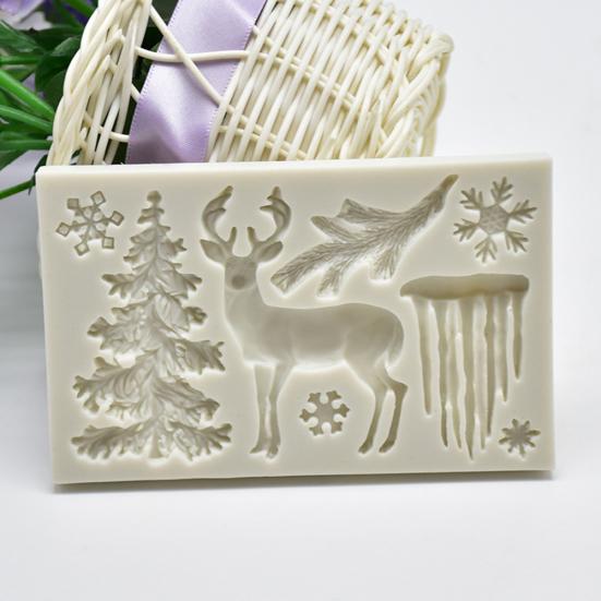 Christmas Tree Reindeer Silicone Mold Fondant Cake Sugarcraft Decorating Tool