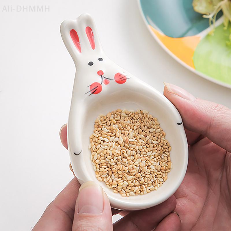 Mini Cat Ceramic Dish with Handle for Condiments, Perfect for Home Dining and Restaurant Use