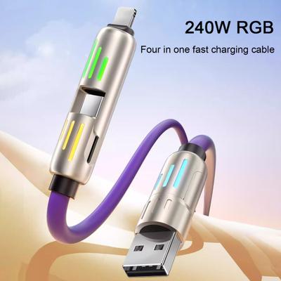 Fast Charging Data Cable 240W Thickened Silicone Charging Cable Multi-Protocol Data Transfer Cable for IPhone Tablets