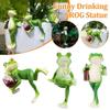 Funny Drinking Frog Statue Flower Pot Hugger Resin Hanging Frog Figurine Planter Plant Decorations for Pots