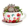 Pot de fleurs - EDEN - Tulipes - Décor floral rouge - Céramique - 20 x 15 x 12 cm