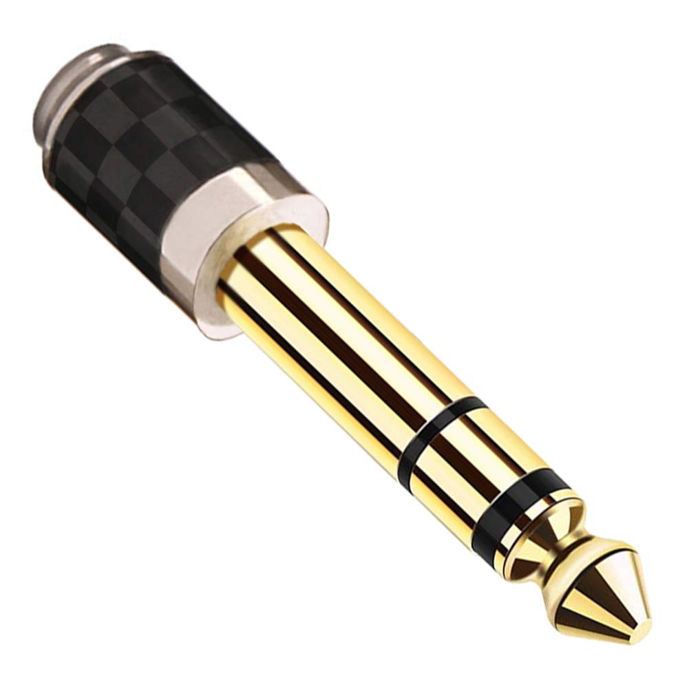 3.5mm Stereo Mini Plug To 6.3mm Stereo Standard Plug Adapter, Female To Male, for Digital Pianos and Headphones, Gold-Plated Carbon Fiber (1 Pc)