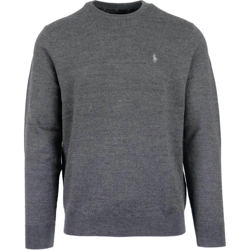 Polo Ralph Lauren FW23 Pony Logo Embroidered Crew Neck Long Sleeve Knit Sweater Men Sweater Gray MNPOSWE16820518-020
