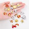 2pcs Stainless Steel Irregular Red Enamel Round Heart Star Design Pendant Necklace Earring Heart Charms Craft Jewelry Findings