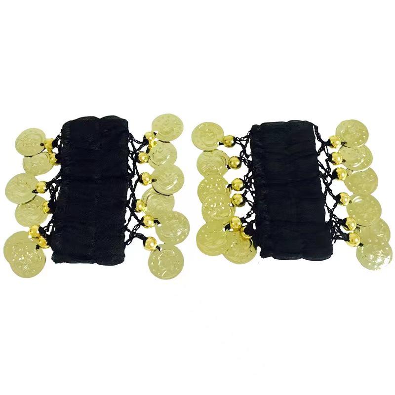 Multi-Color Chiffon Pendant Belly Dance Bracelet Set: Indian Dance Accessories - Hand and Ankle Jewelry