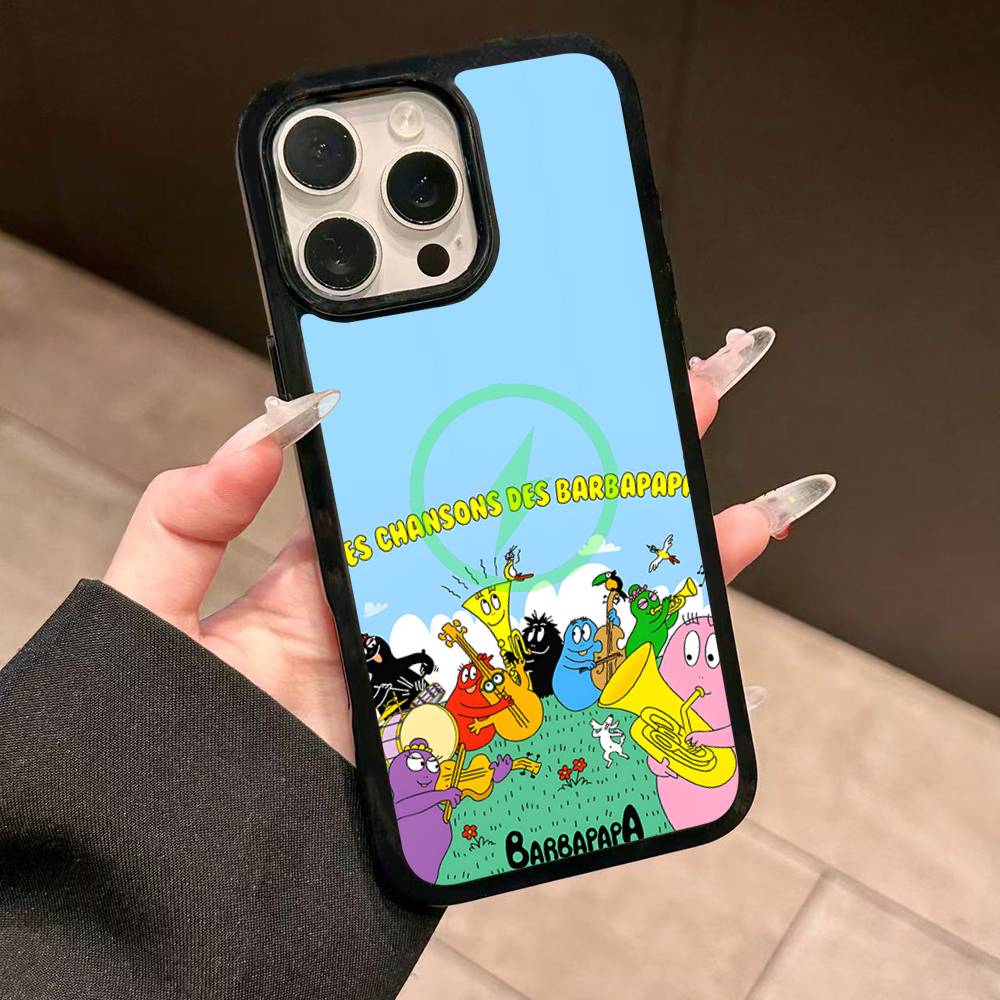 Cartoon Barbapapa Magnetic Wireless Phone Case For IPhone 17 16 15 14 Plus 13 12 11 Pro Max
