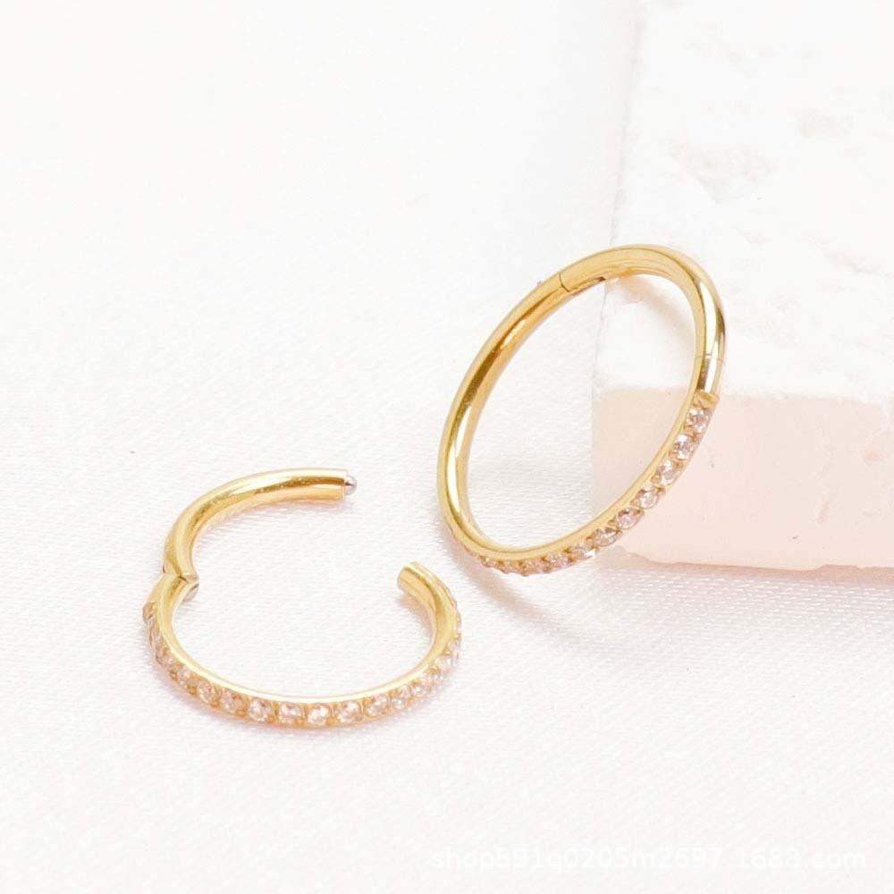 Titanium Golden Cartilage Earrings Shiny Piercing Lip Ring Elegant Rhinestone Nose Ring  Banquet